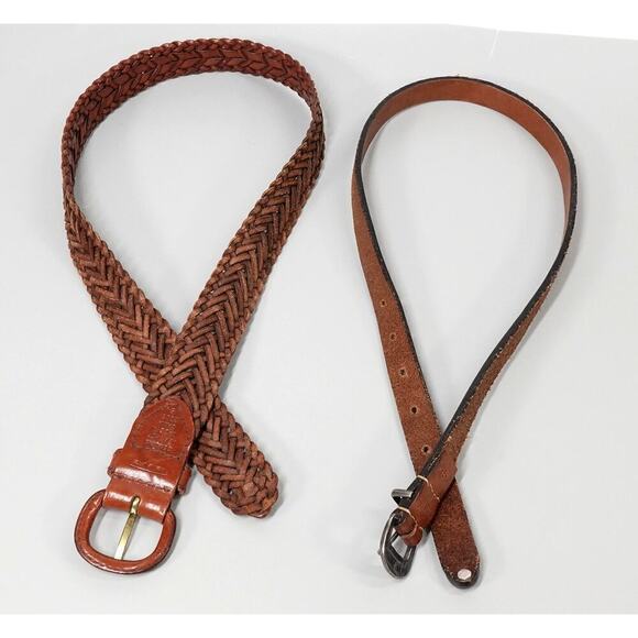 2 Leather Belt Talbot Chicos Womens Size Small Brown Plaited Skinny Bundle - Picture 5 of 15